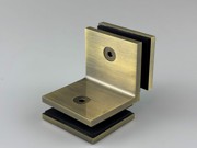 Fixed Bracket - Square 90 Degree Glass to Glass - Antique Brass
